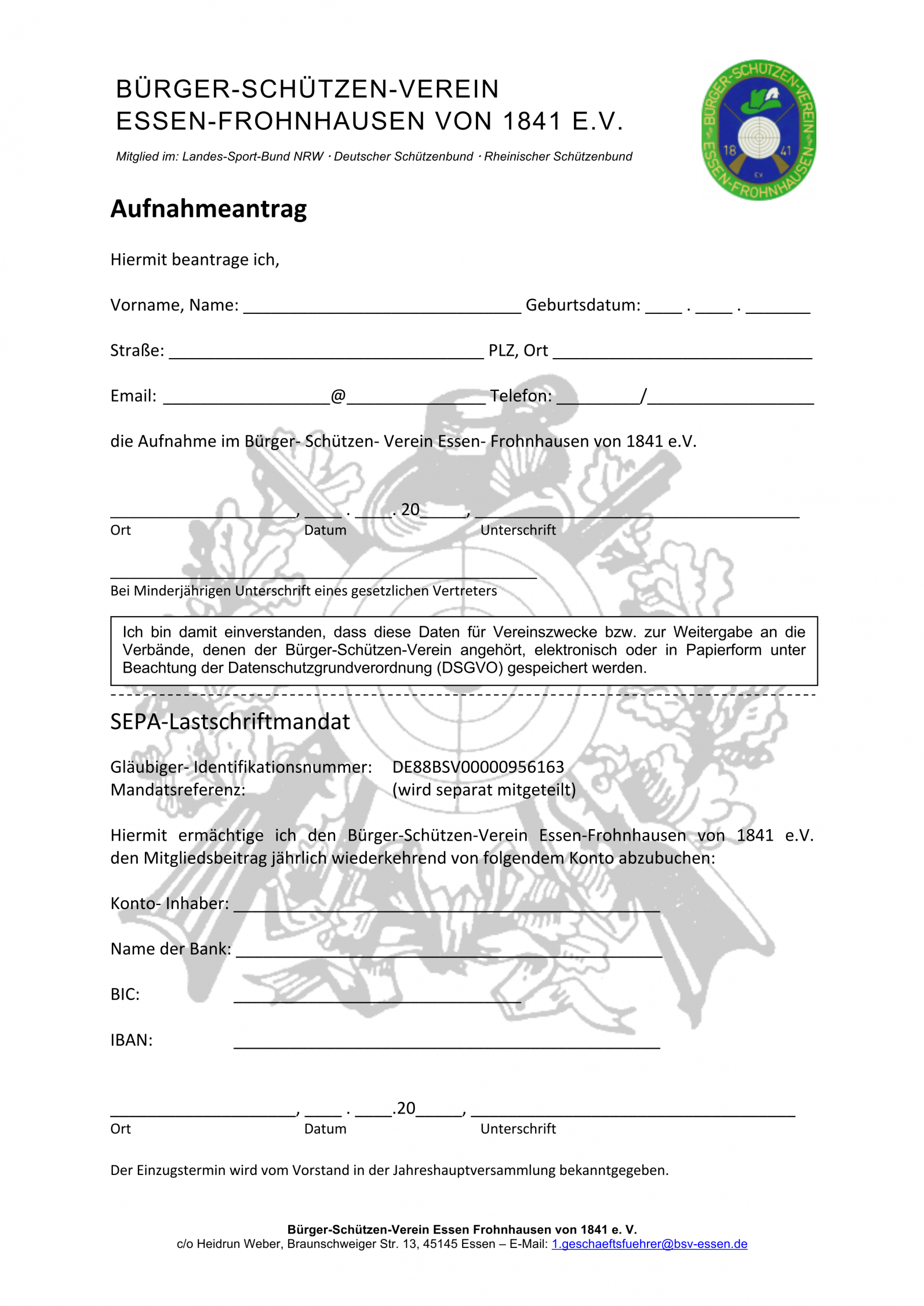 Aufnahmeantrag